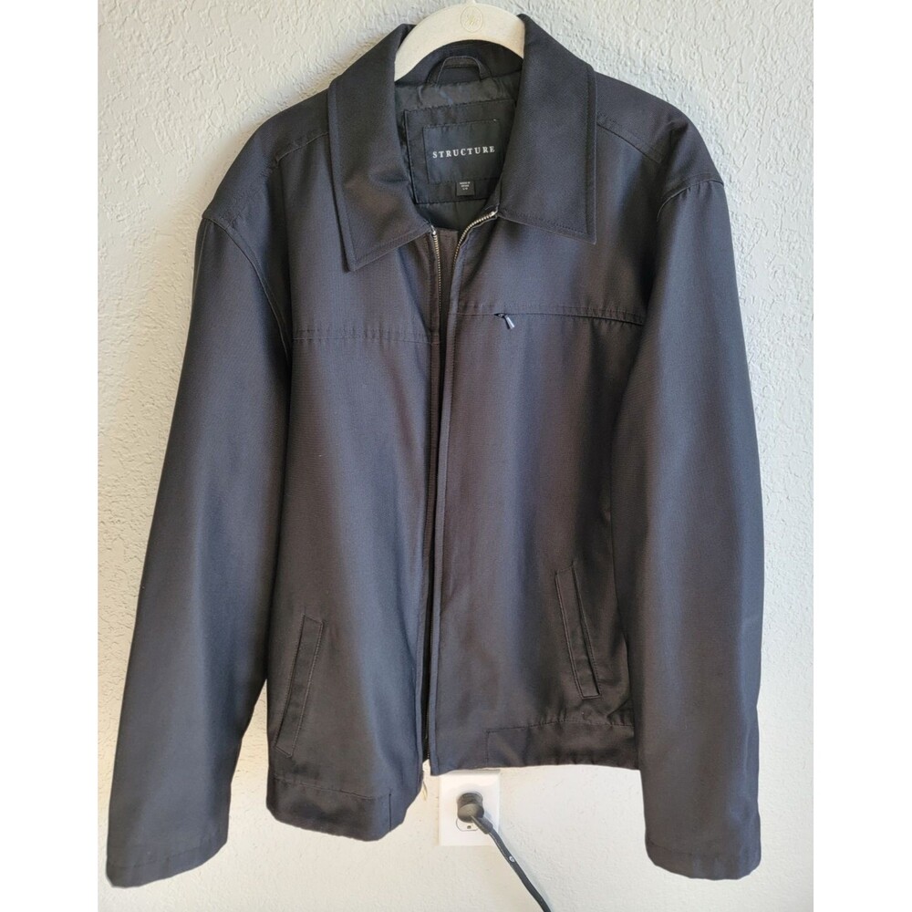 Structure Men’s Black Zip Front Jacket Size Large Lightweight Casual Coat
